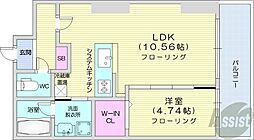 札幌市営東西線 西18丁目駅 徒歩2分の賃貸マンション 3階1LDKの間取り