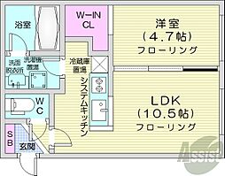 札幌市営東豊線 月寒中央駅 徒歩10分の賃貸マンション 3階1LDKの間取り