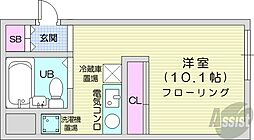 札幌市営東西線 バスセンター前駅 徒歩3分の賃貸マンション 7階ワンルームの間取り