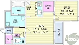 札幌市営東豊線 福住駅 徒歩4分の賃貸マンション 2階1LDKの間取り