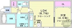 ラプレッツアグルーN12 3階1LDKの間取り