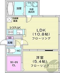札幌市営南北線 中島公園駅 徒歩11分の賃貸マンション 4階1LDKの間取り