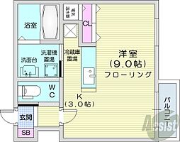 スペチアーレ札幌 8階1Kの間取り