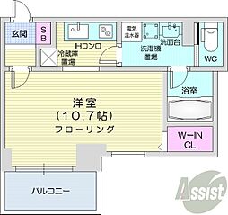 アルファタワー・札幌ステーションフロント 3階ワンルームの間取り