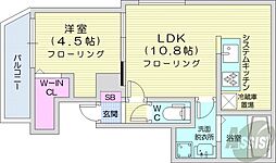 札幌市営東豊線 美園駅 徒歩1分の賃貸マンション 5階1LDKの間取り