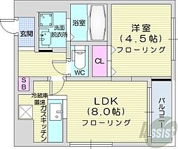 札幌市営東西線 円山公園駅 徒歩4分の賃貸マンション 7階1LDKの間取り