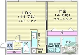 札幌市営東西線 西18丁目駅 徒歩11分の賃貸マンション 4階1LDKの間取り