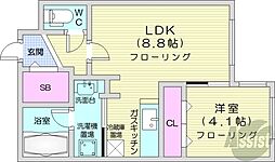 札幌市営東西線 二十四軒駅 徒歩8分の賃貸マンション 4階1LDKの間取り