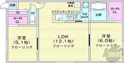 Le Clair Asabu(ルクレールアサブ) 2LDKの間取図画像