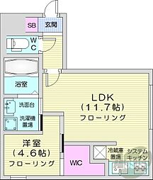 ElmGarden3 2階1LDKの間取り