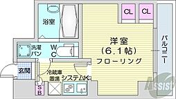 札幌市営南北線 すすきの駅 徒歩5分の賃貸マンション 6階1Kの間取り