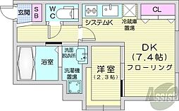 札幌市営東西線 西11丁目駅 徒歩9分の賃貸マンション 5階1DKの間取り