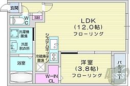 ARISTO北7条 3階1LDKの間取り