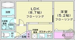 ベルメゾン北20 3階1LDKの間取り