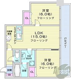 ノルテブリッサ24ロード 2LDKの間取図画像