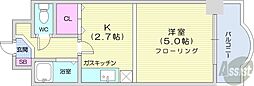 ル.ソレイユ 1Kの間取図画像
