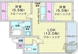 晃和レジデンス 2LDKの間取図画像