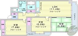 サンシャイン円山第10野村ビル 3LDKの間取図画像