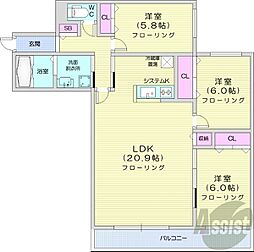 RainbowRoad宮の森2nd 3LDKの間取図画像