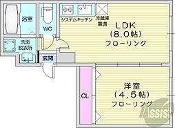 ラフィーネ栄町 1LDKの間取図画像