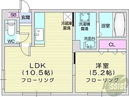 オリオン188 1LDKの間取図画像