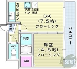 メゾンロベ36 1DKの間取図画像