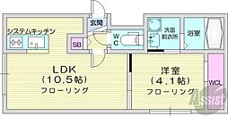 アクティベイトN34 1LDKの間取図画像