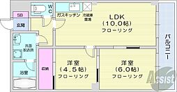 サントアリオ・デ元町 2LDKの間取図画像