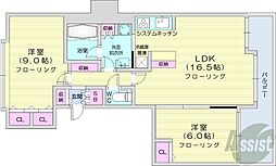 D'クラディア大通 2LDKの間取図画像