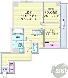 レジディアキタニジョウイースト2 2LDKの間取図画像