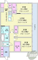 札幌市西区八軒一条西1丁目マンション 3LDKの間取図画像