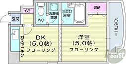 エンドレス三井 1DKの間取図画像