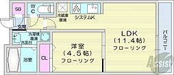 ヴォーネン円山裏参道 1LDKの間取図画像
