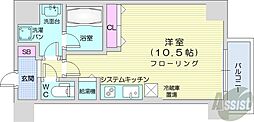 バロンドール ワンルームの間取図画像