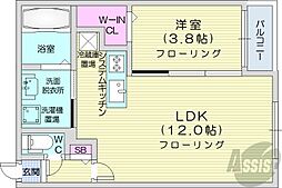 ARISTO北7条 1LDKの間取図画像