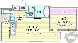 ARISTO北7条 1LDKの間取図画像