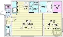 クレール 1LDKの間取図画像
