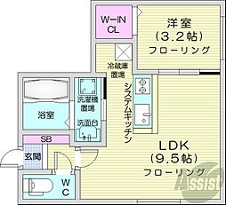 ASTAGE麻生 1LDKの間取図画像