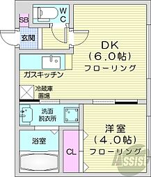 クレアメゾン環状通東 1LDKの間取図画像