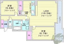 ヴィンテージ山鼻 2LDKの間取図画像