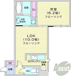 グローリア南10 1LDKの間取図画像