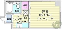藤井ビル北14条 1Kの間取図画像
