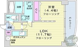 ビッグパレス中島公園リバーサイドB棟 1LDKの間取図画像