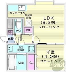 リー苗穂駅前ビル 1LDKの間取図画像