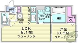 ハーネス南6条 1LDKの間取図画像