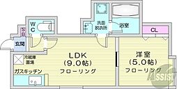 マナツー 1LDKの間取図画像