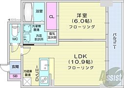コモド22 1LDKの間取図画像