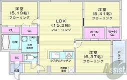 ポルトボヌール 3LDKの間取図画像