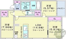 ポルトボヌール 3LDKの間取図画像