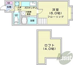 アップルハウス北34条2 1Kの間取図画像